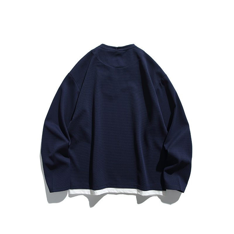 Unisex Oversize-Layering-Sweatshirt mit V‑Einsatz und sichtbarem Innenlayer Shop Nory