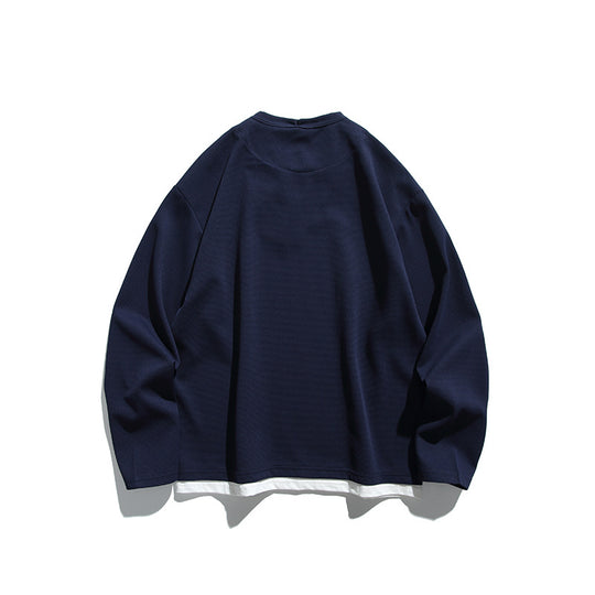 Unisex Oversize-Layering-Sweatshirt mit V‑Einsatz und sichtbarem Innenlayer Shop Nory