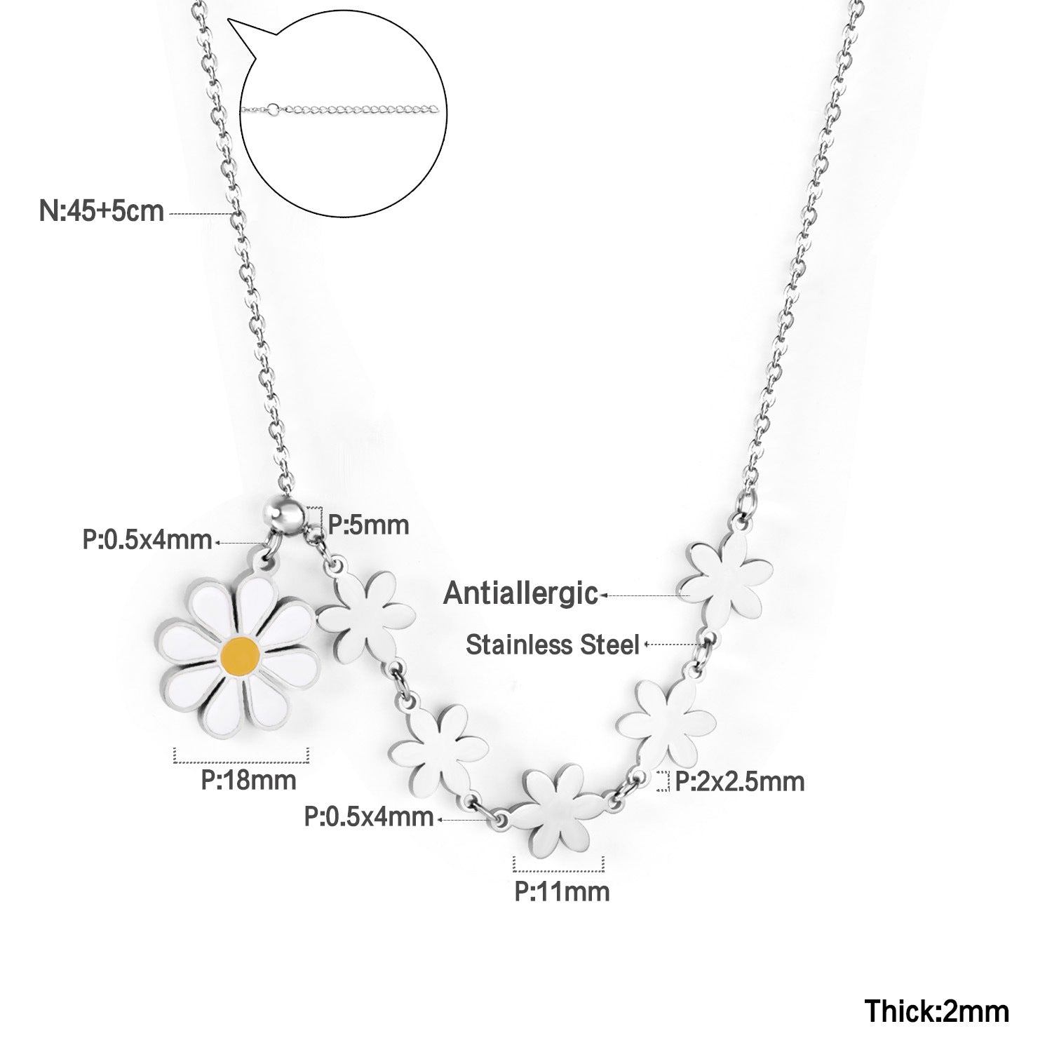 Damen schmückendes Armband mit verspieltem Margaritenmotiv und hochwertiger Edelstahloberfläche Shop Nory