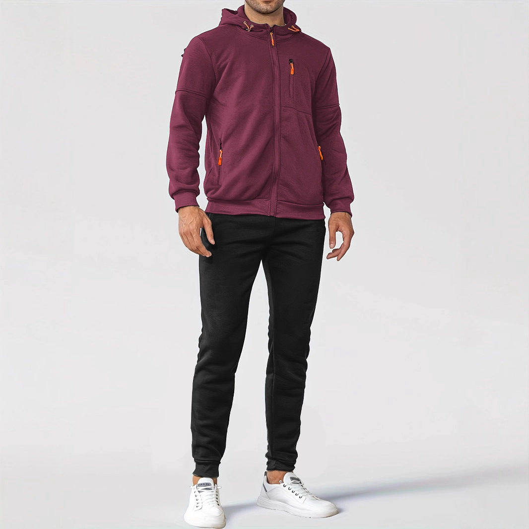 Herren technische Kapuzenjacke mit durchgehendem Frontreißverschluss, Brusttasche mit Reißverschluss und elastischen Bündchen Shop Nory