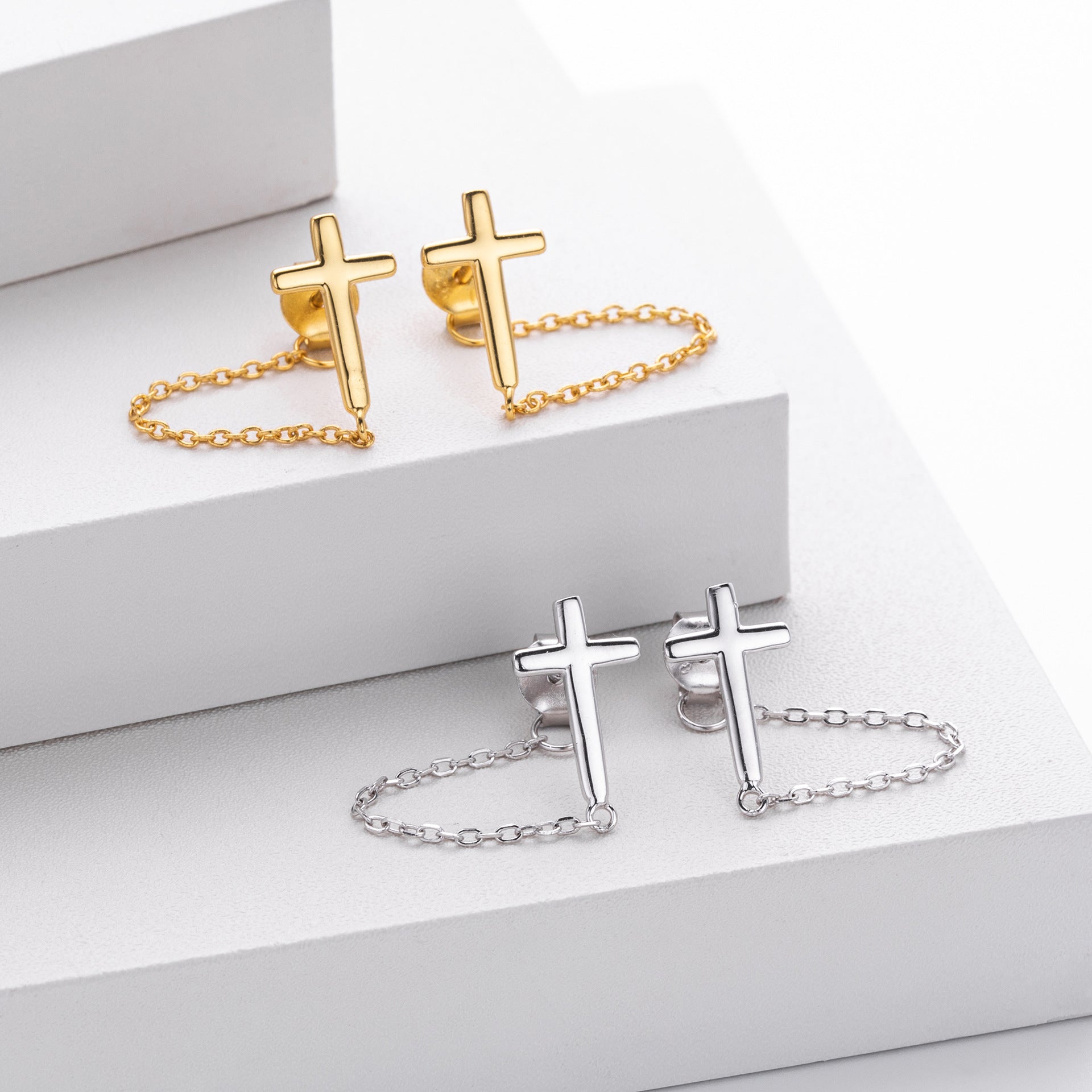 Damen Ohrhänger mit Kreuzmotiv und edler Kette Shop Nory