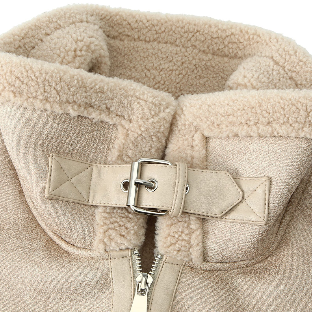 Damen Ärmellose Lammfell-Optik Weste mit Teddyfutter und Reißverschluss Shop Nory