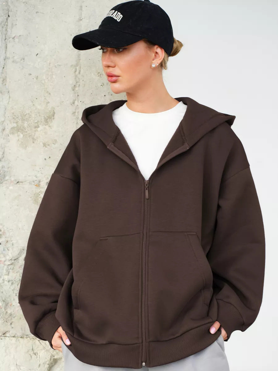 Damen Zip-Hoodie mit lässigem Schnitt und großen Taschen Shopnory