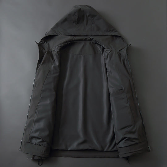 Herren Leichte wasserabweisende Softshell-Outdoorjacke mit Kapuze, versiegelten Nähten und Reißverschlusstaschen Shop Nory