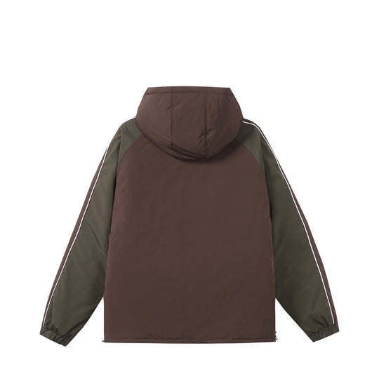 Unisex Kurz geschnittene gesteppte Kapuzenjacke mit reflektierenden Paspeln und Kordelzugsaum Shop Nory