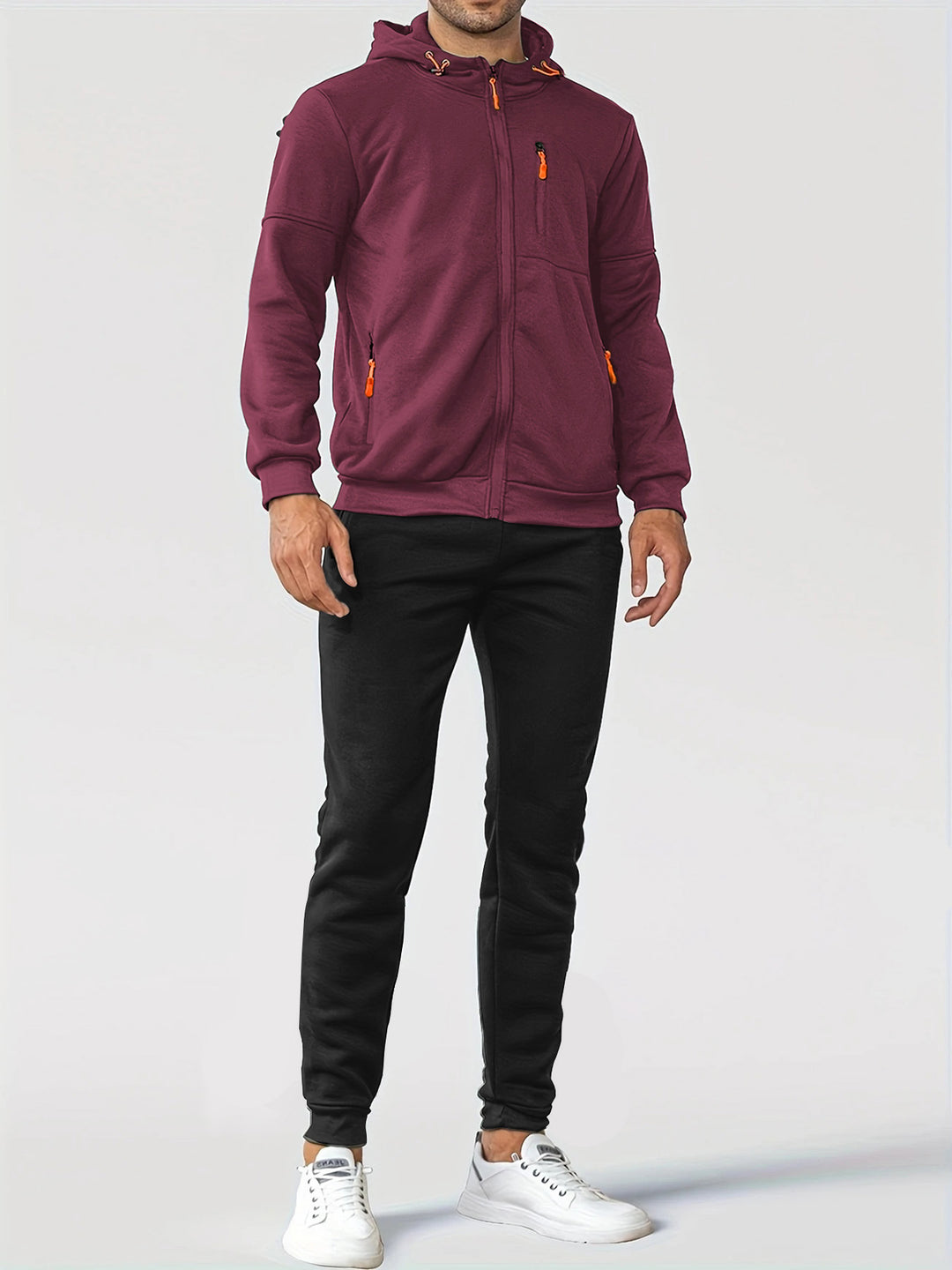 Herren technische Kapuzenjacke mit durchgehendem Frontreißverschluss, Brusttasche mit Reißverschluss und elastischen Bündchen Shop Nory