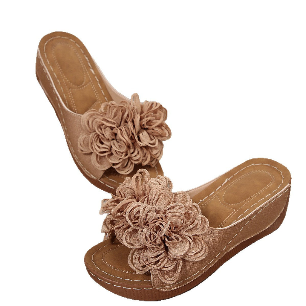 Damen Wedge-Pantolette mit floralen Applikationen