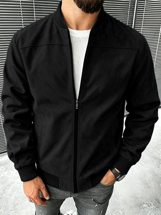 Herren Veloursleder-Optik Bomberjacke mit Reißverschluss und Rippbündchen Shop Nory