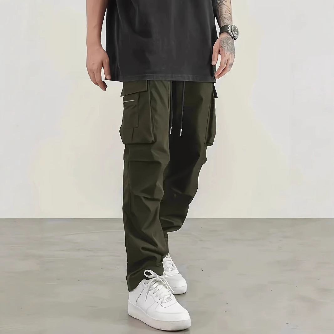 Herren weite Utility-Cargohose mit Tunnelzugbund, Multifunktionstaschen & Reißverschlusstasche Shop Nory