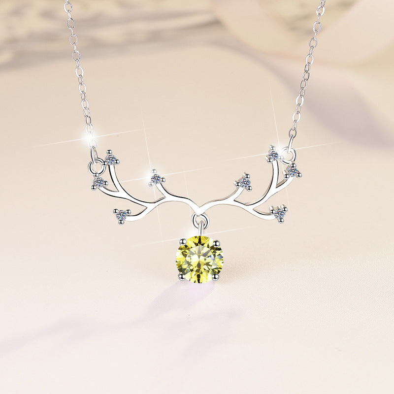 Damen filigrane Halskette mit elegantem Astdesign und funkelndem Kristallanhänger Shop Nory