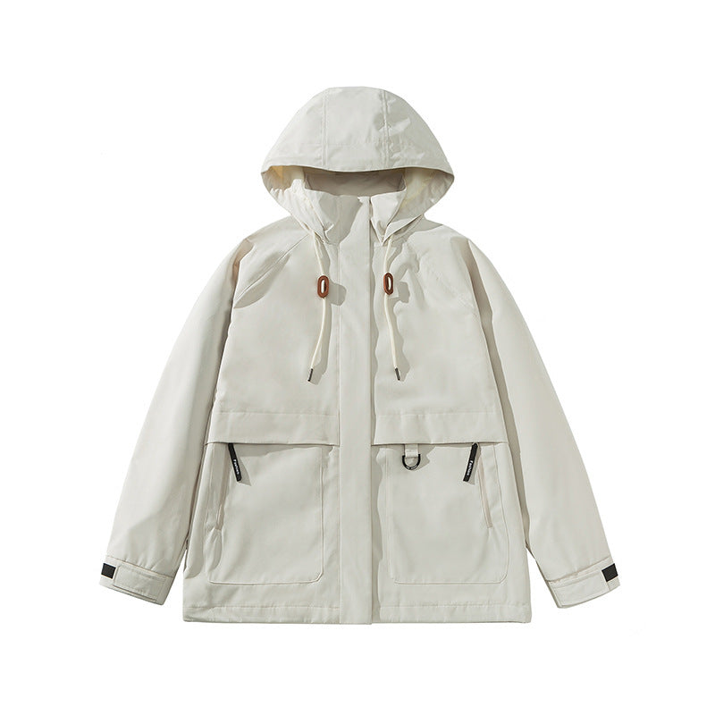 Damen technische Outdoor-Jacke mit verstellbarer Kapuze und großen Taschen
