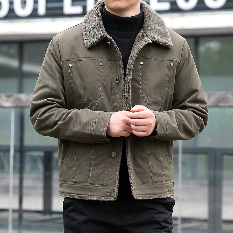 Herren Kurzjacke mit Teddyfutter und Umlegekragen, winddichte Übergangsjacke Shop Nory