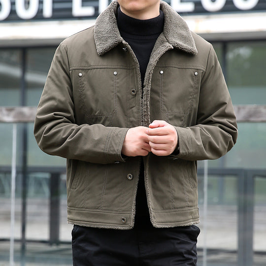 Herren Kurzjacke mit Teddyfutter und Umlegekragen, winddichte Übergangsjacke Shop Nory