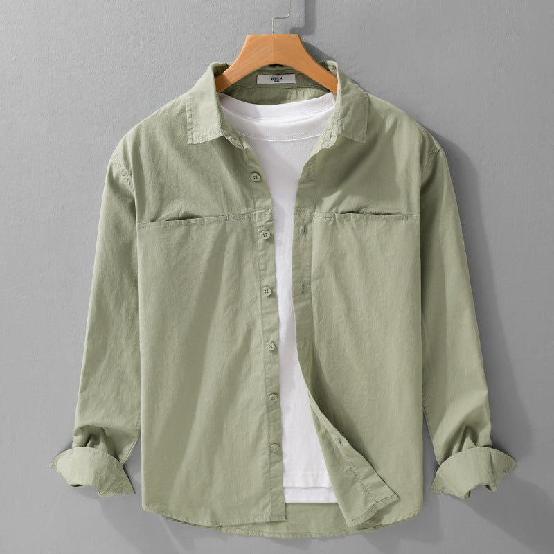 Herren Casual-Layering Hemdjacke mit versteckten Brustpaspeln und weichem Griff Shop Nory