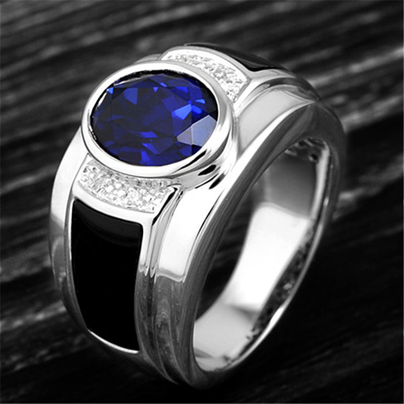 Damen Eleganter Ring mit strahlendem Zirkonia und tiefblauem Stein Shop Nory