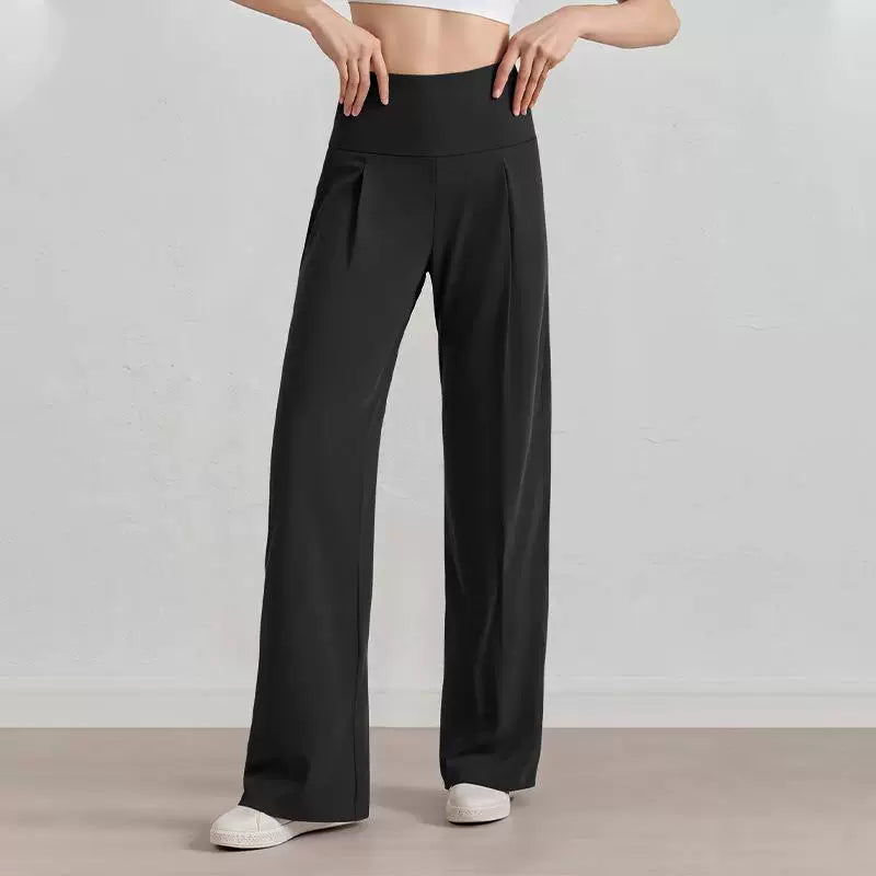 Damen Komfort-Faltenhose mit hohem Bund.