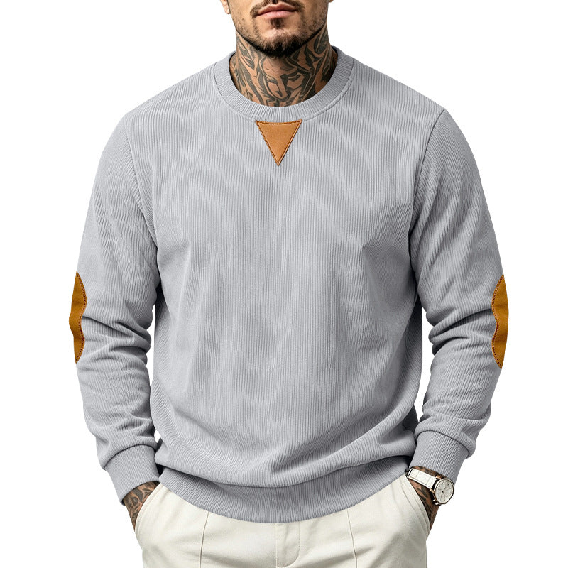Herren Rundhals-Sweatshirt mit feiner Rippstruktur und Ellbogen‑Patches Shop Nory