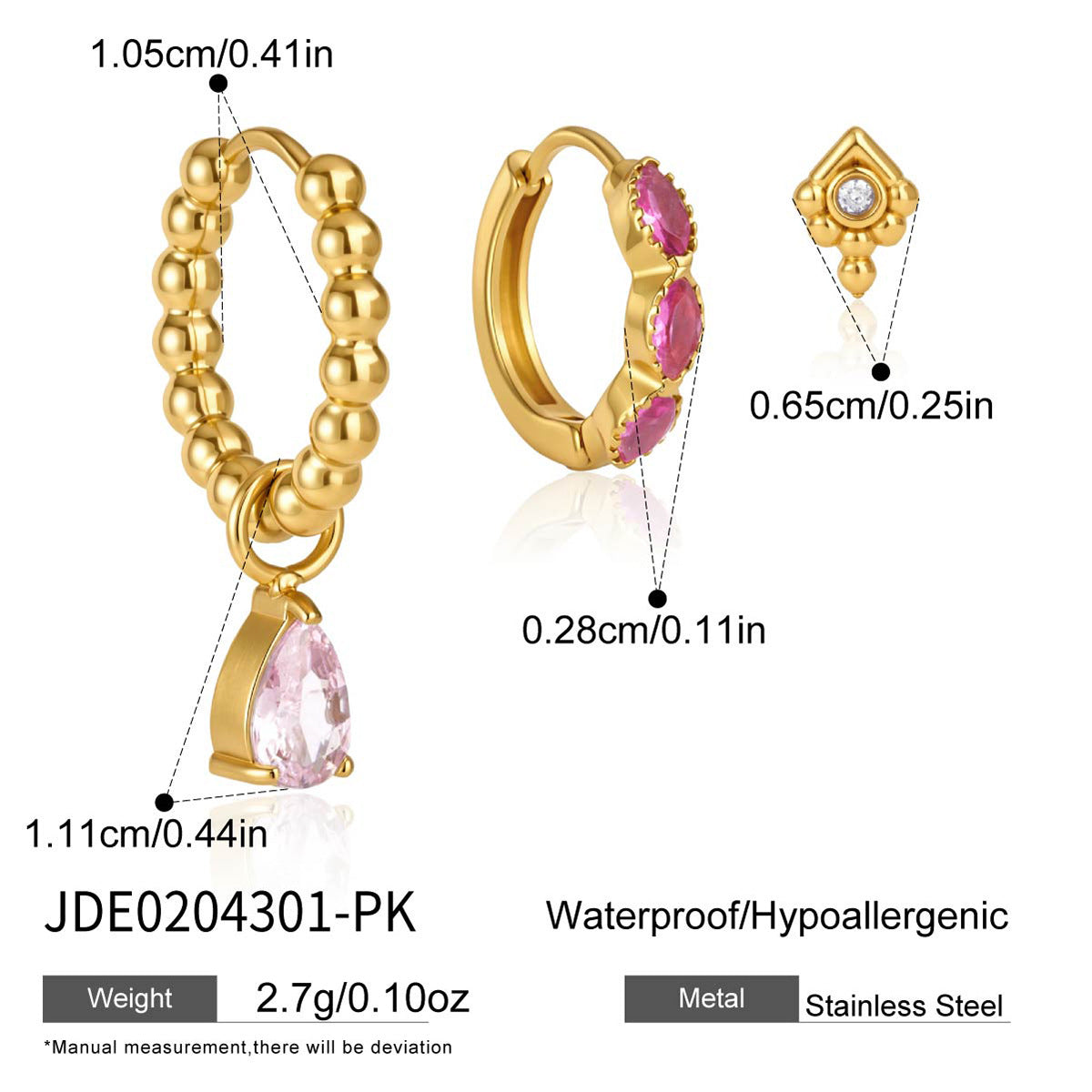 Damen Ohrhänger mit glitzernden Zirkonia und goldfarbener Edelstahlverarbeitung Shop Nory