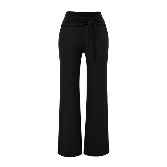 Damen Weite Jersey-Loungehose mit Umschlagbund und Tunnelzug Shop Nory