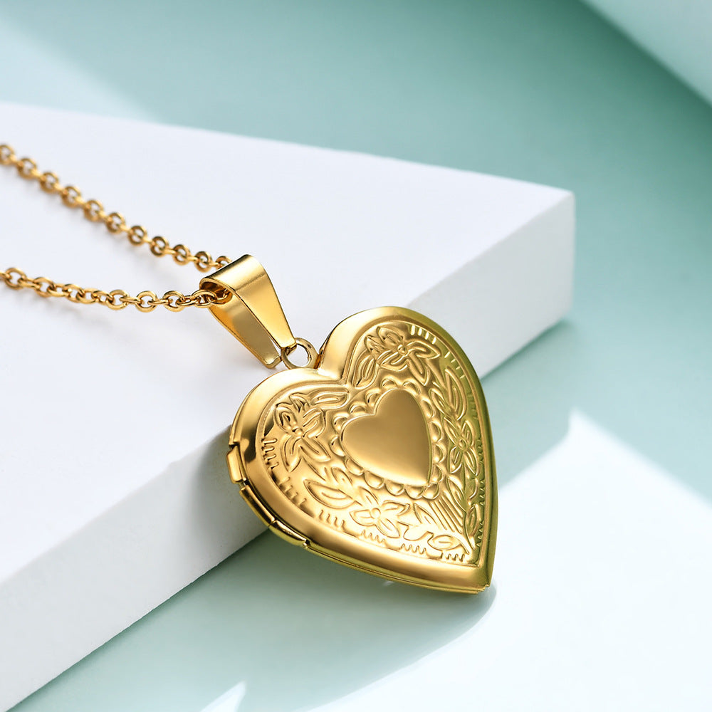 Damen Herz-Locket Halskette mit filigranem Design Shop Nory