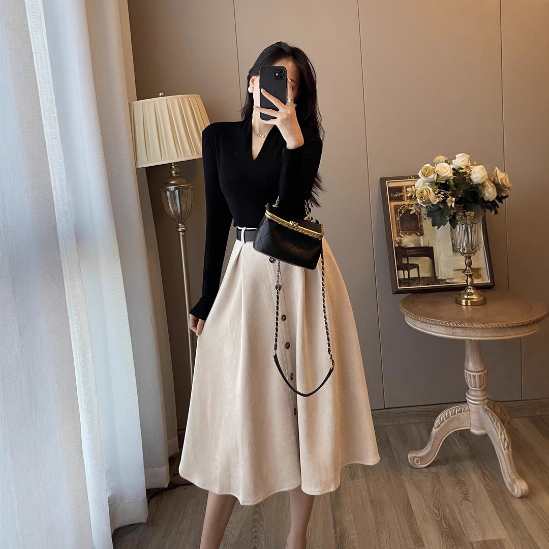 Damen Elegantes Midikleid mit Knopfleiste Shop Nory