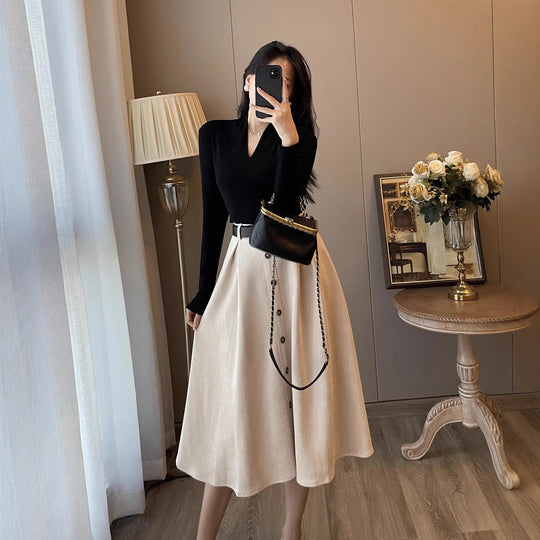 Damen Elegantes Midikleid mit Knopfleiste Shop Nory