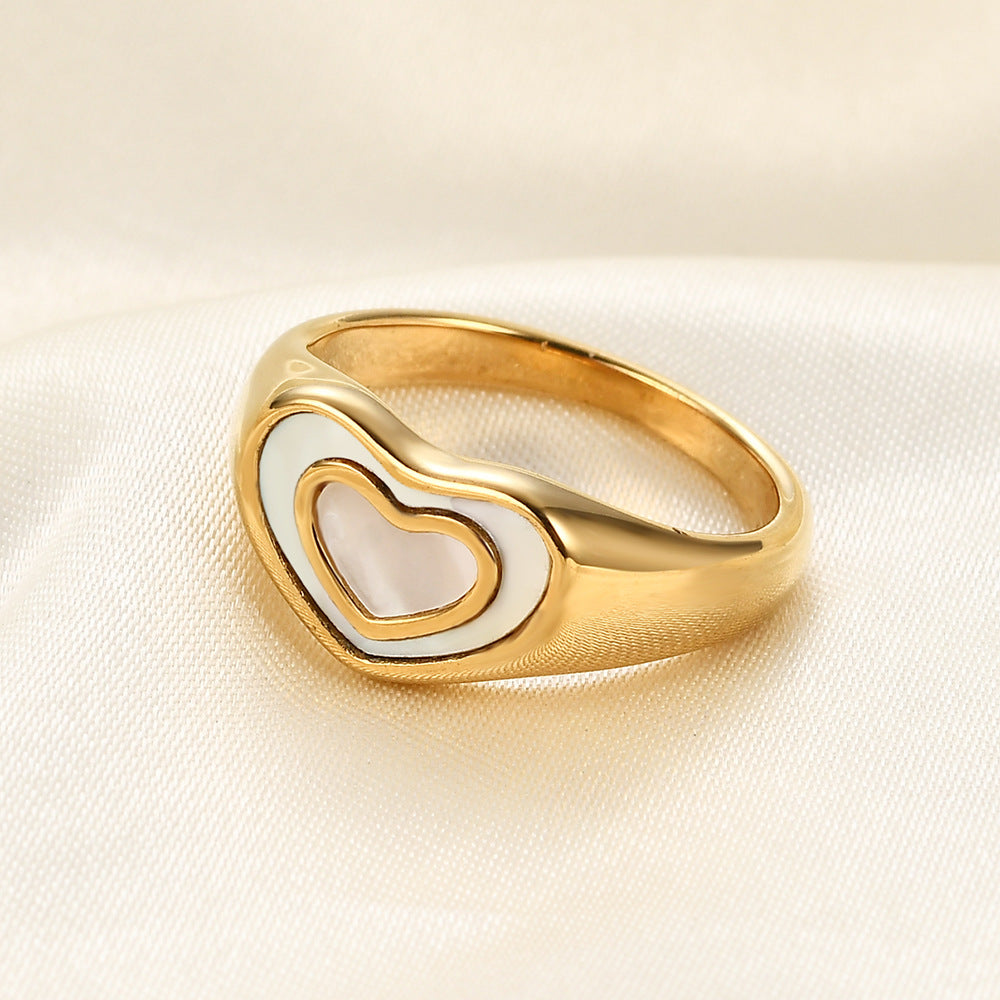 Damen Herzring mit doppellagigem Design und feiner Oberfläche Shop Nory