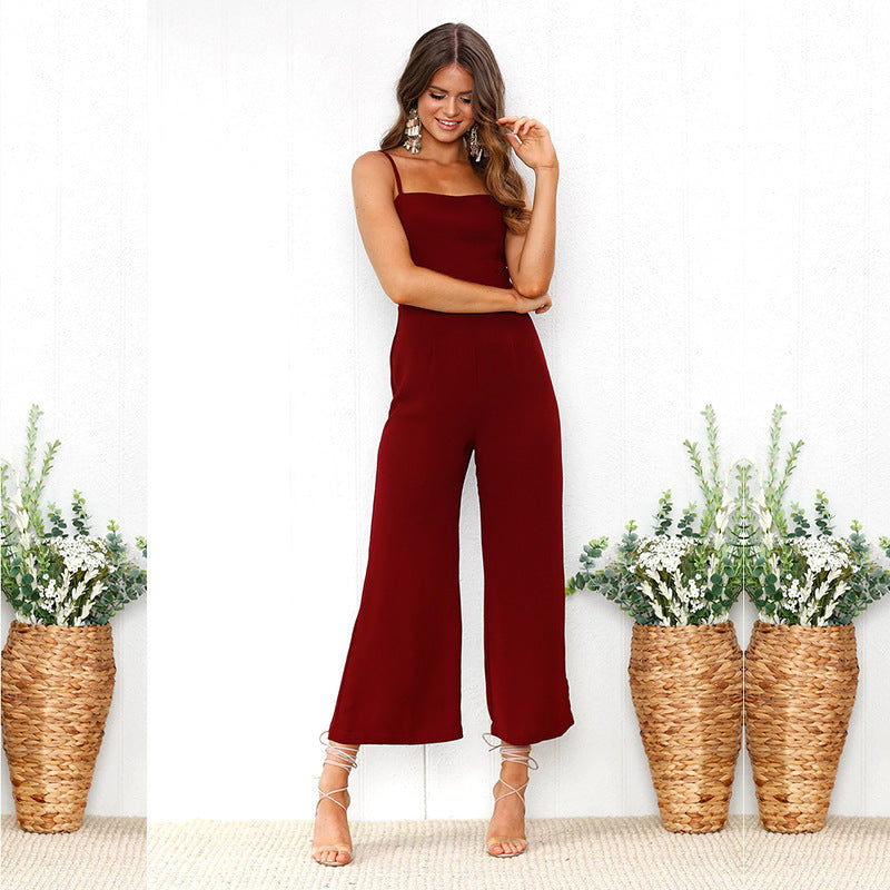 Damen Jumpsuit mit schmalen Trägern und weitem Beinschnitt