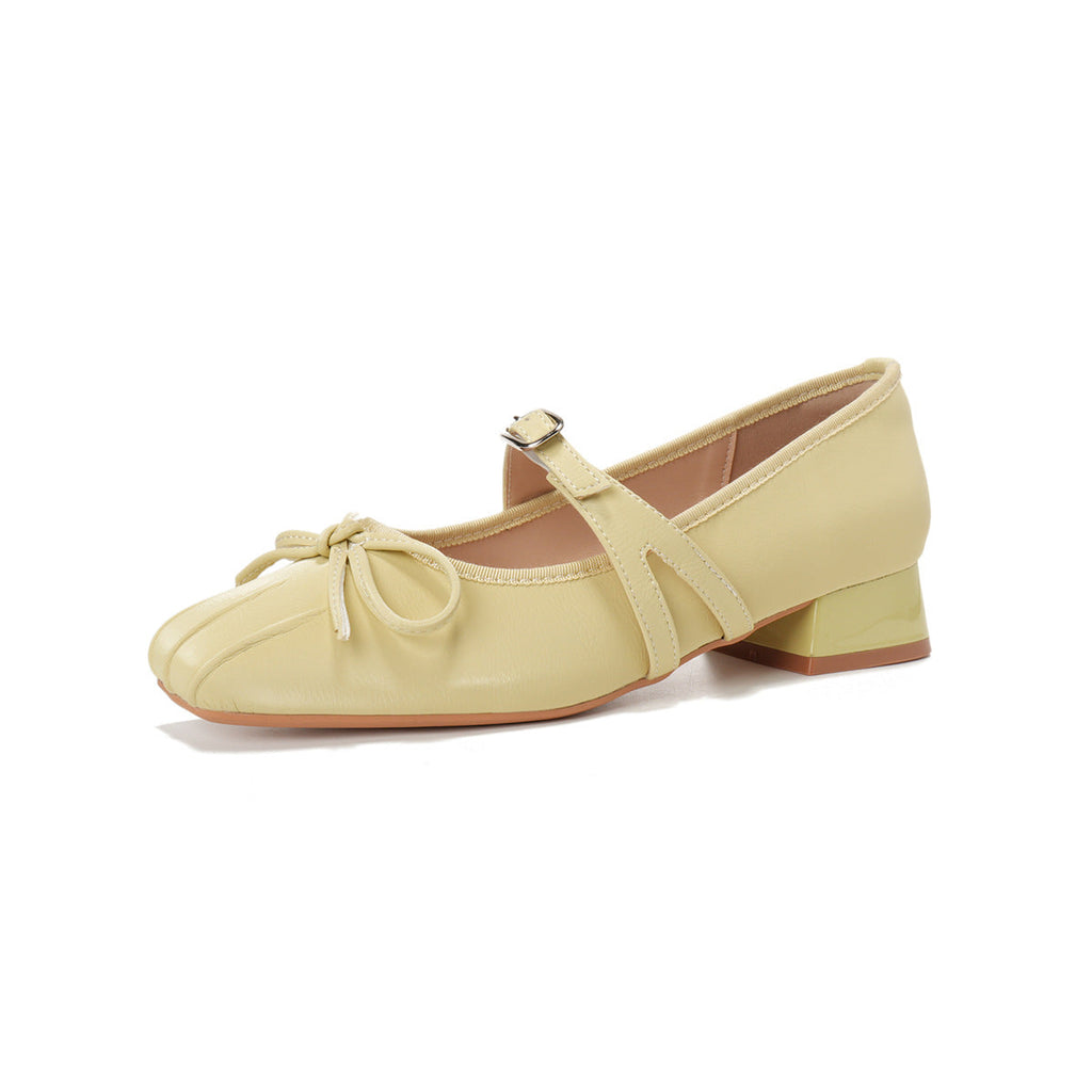 Damen Ballerinas mit dekorativem Riemchen und komfortablem Blockabsatz