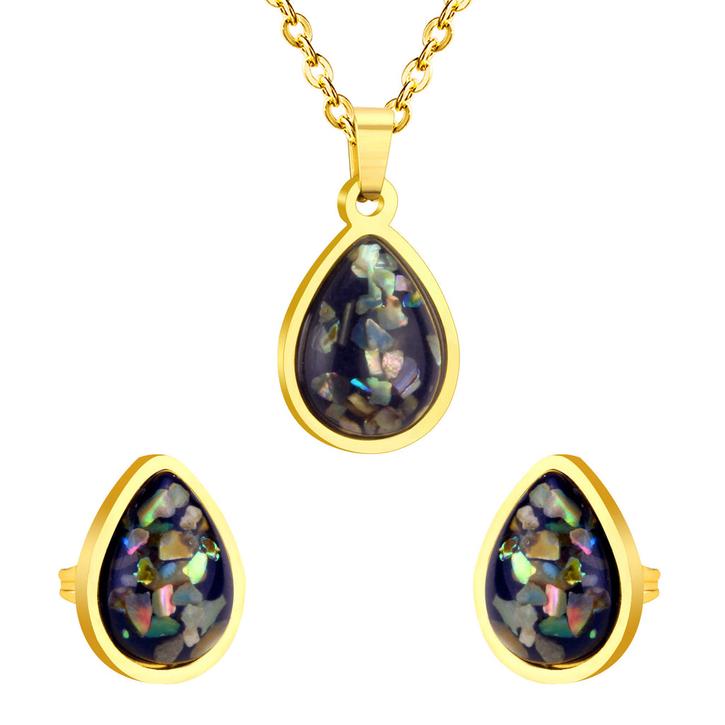 Damen Schmuckset mit tropfenförmigen Anhängern und funkelnden Details Shop Nory