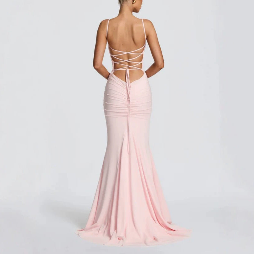 Damen Elegantes Tailliertes Maxikleid mit Raffungen