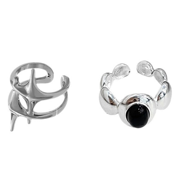 Damen Designer-Ring mit schwarz-weißer Akzentuierung Shop Nory