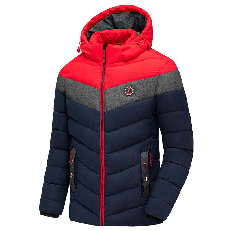 Herren Steppjacke mit Kapuze, Chevron-Steppung und Wetterfester Thermoisolierung Shop Nory
