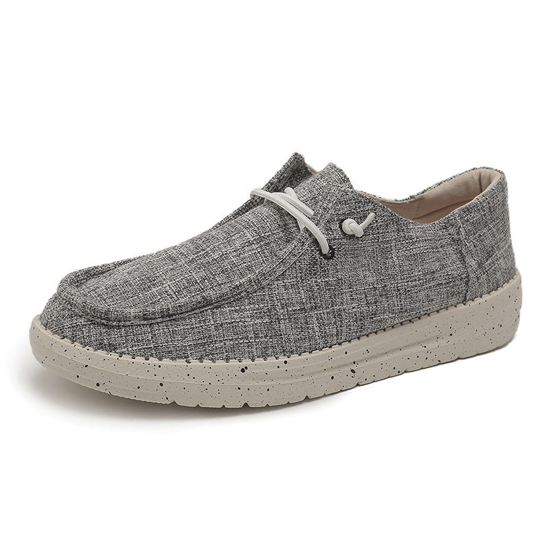 Herren Legerer Canvas-Mokassin-Slipper mit geflochtener Schnürung und gefleckter EVA-Sohle Shopy Nory