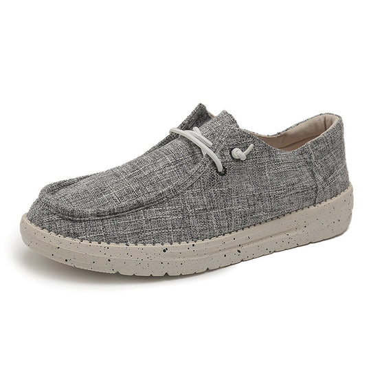 Herren Legerer Canvas-Mokassin-Slipper mit geflochtener Schnürung und gefleckter EVA-Sohle Shopy Nory