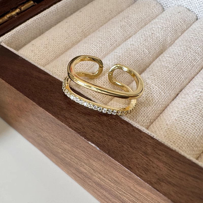Damen Offener Ring mit funkelndem Zirkonia-Akzent Shop Nory