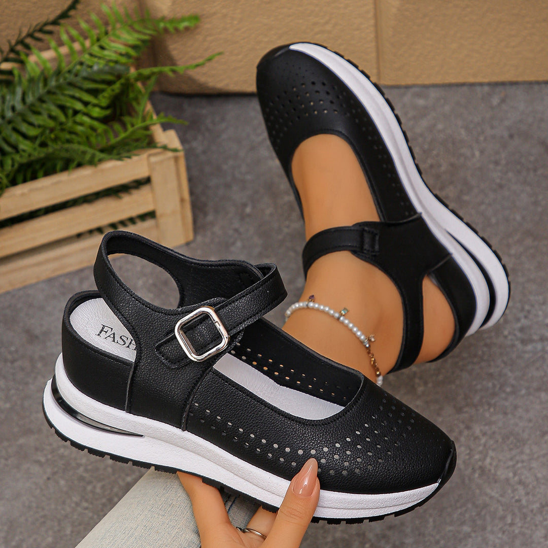 Damen Plateau-Sandalen mit sportlicher Sneaker-Sohle und verstellbaren Klettriemen Shop Nory