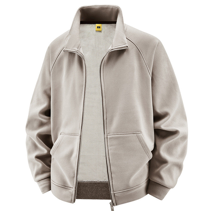 Herren Isolierte Plüschfutter-Sweatjacke mit Stehkragen und verdeckten Innentaschen Shop Nory