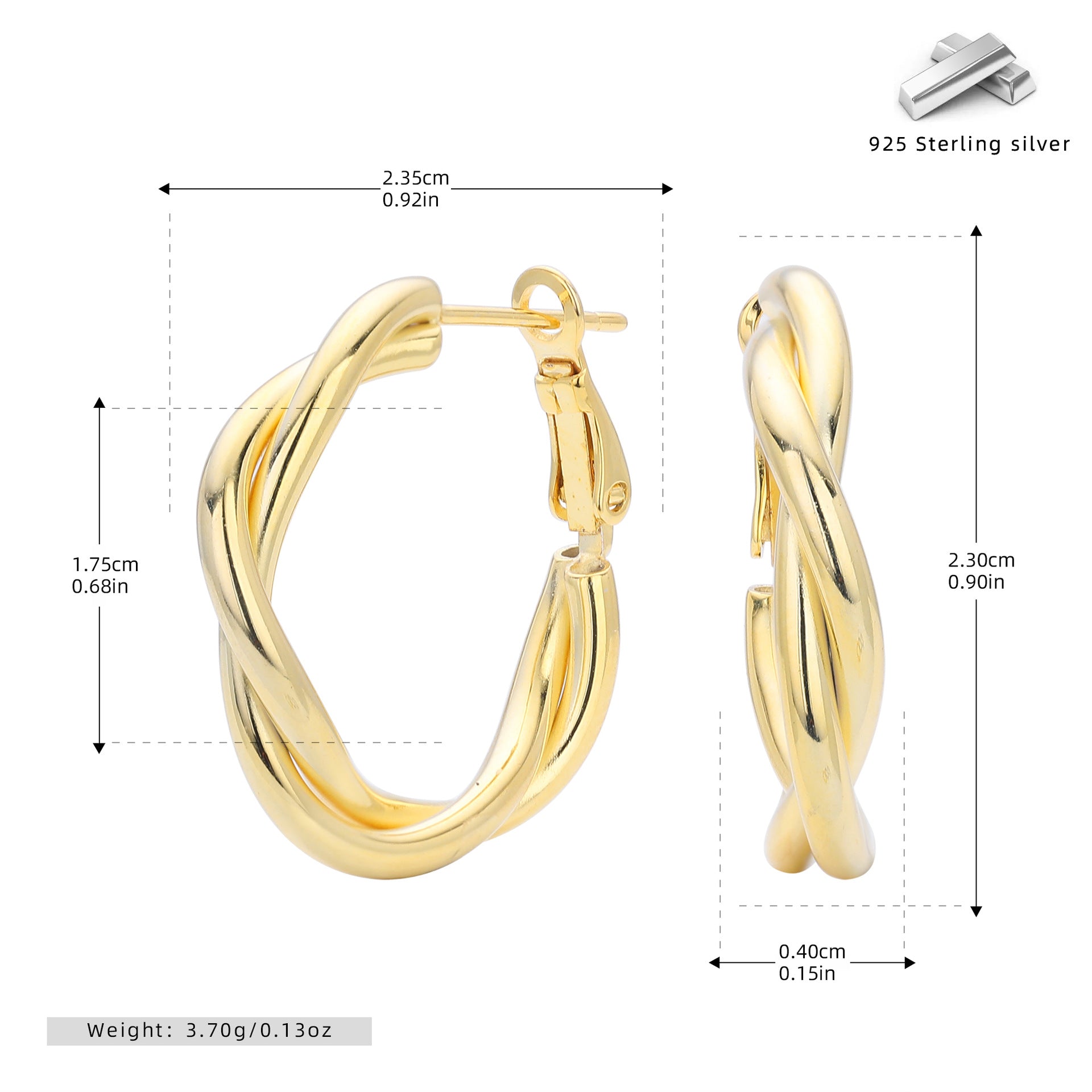 Damen Creolen mit elegantem, verwobenem Design aus hochwertigem 925 Sterling Silber Shop Nory