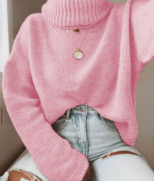 Damen Oversize Rollkragenpullover grobgestrickt mit weitem Schnitt Shop Nory
