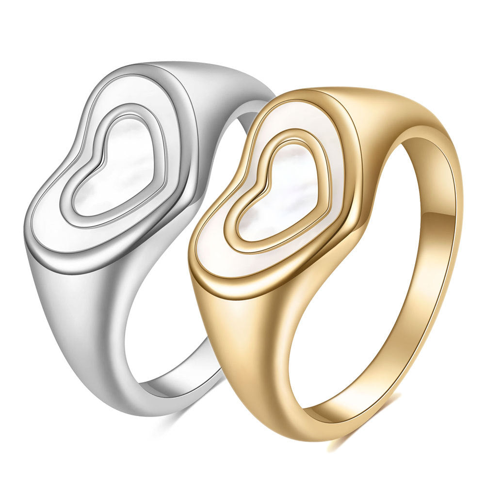 Damen Herzring mit doppellagigem Design und feiner Oberfläche Shop Nory