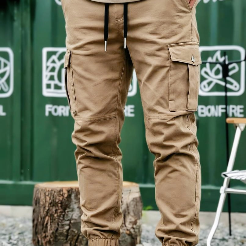 Herren Kordelzug-Cargohose im Joggerstil mit elastischen Bündchen & Mehrfachtaschen Shop Nory