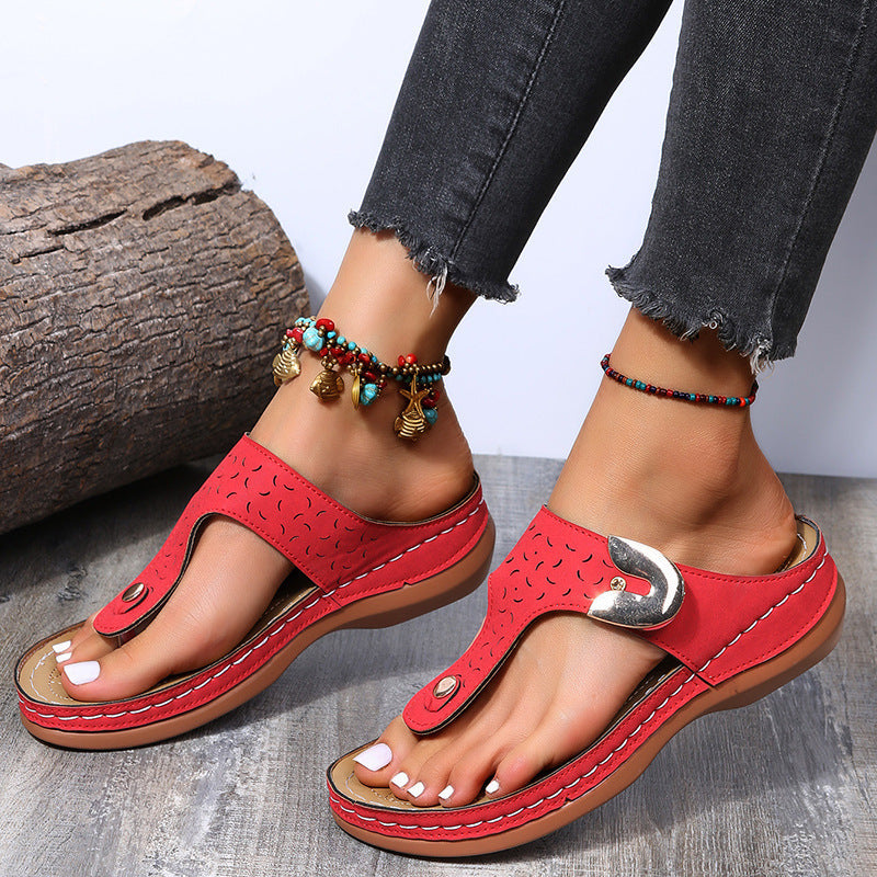 Damen Bequeme Zehentrenner-Sandalen mit verstellbarem Riemen und gepolsterter Sohle
