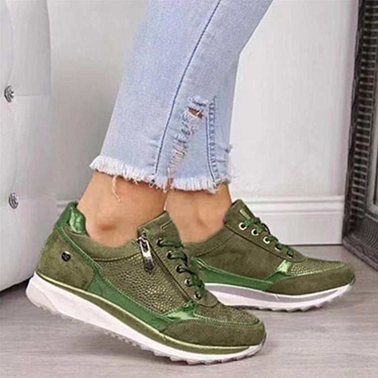 Damen Sneaker mit Keilsohle, Reißverschluss und Metallic-Details Shop Nory