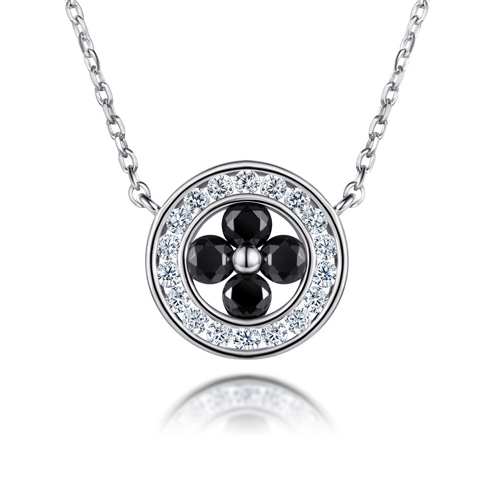 Damen Halskette mit kunstvollem Blumenanhänger und funkelnden Zirkonia-Details Shop Nory