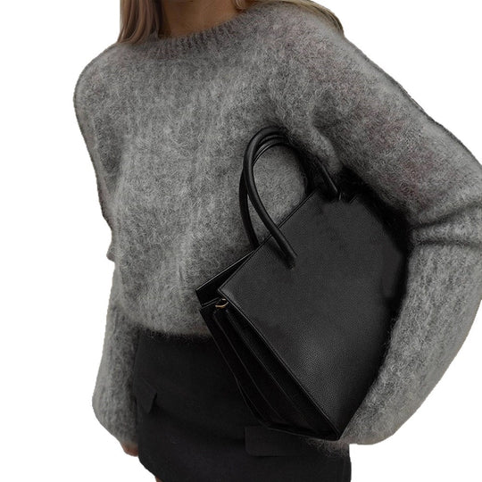 Damen Oversize-Mohairpullover mit voluminösen Ballonärmeln und Feinstrickkragen Shop Nory
