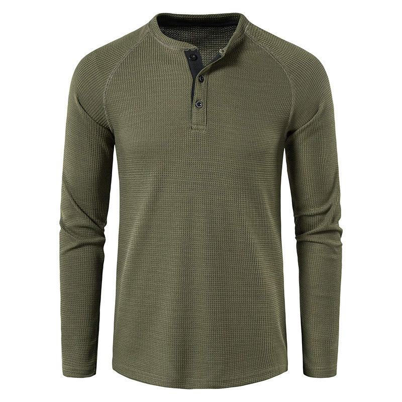 Herren nan strukturiertes Henley-Langarmshirt mit Waffelstruktur, Halbknopfleiste und Raglanärmeln Shop Nory