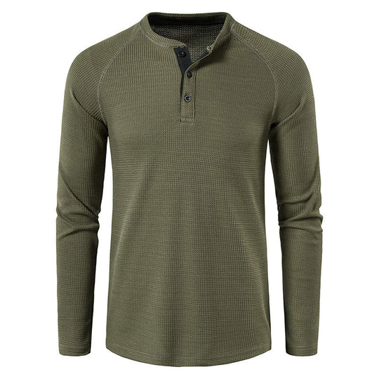 Herren nan strukturiertes Henley-Langarmshirt mit Waffelstruktur, Halbknopfleiste und Raglanärmeln Shop Nory