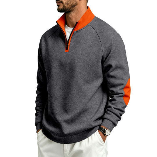 Herren Halbzip-Pullover mit Stehkragen und Ellbogen-Patches Shop Nory