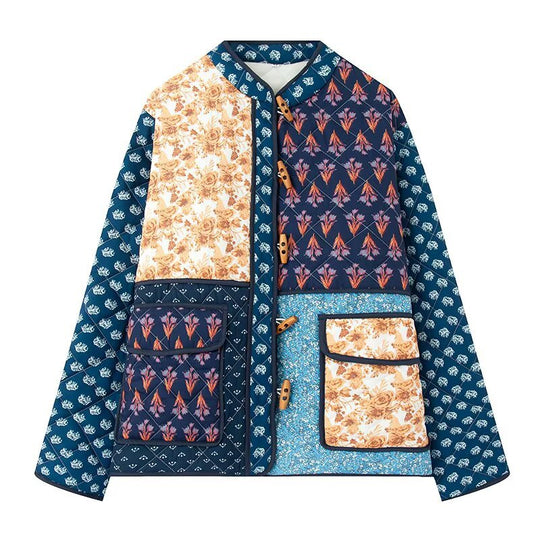 Damen Gefütterte Patchwork-Steppjacke mit Knebelverschlüssen und aufgesetzten Taschen Shop Nory